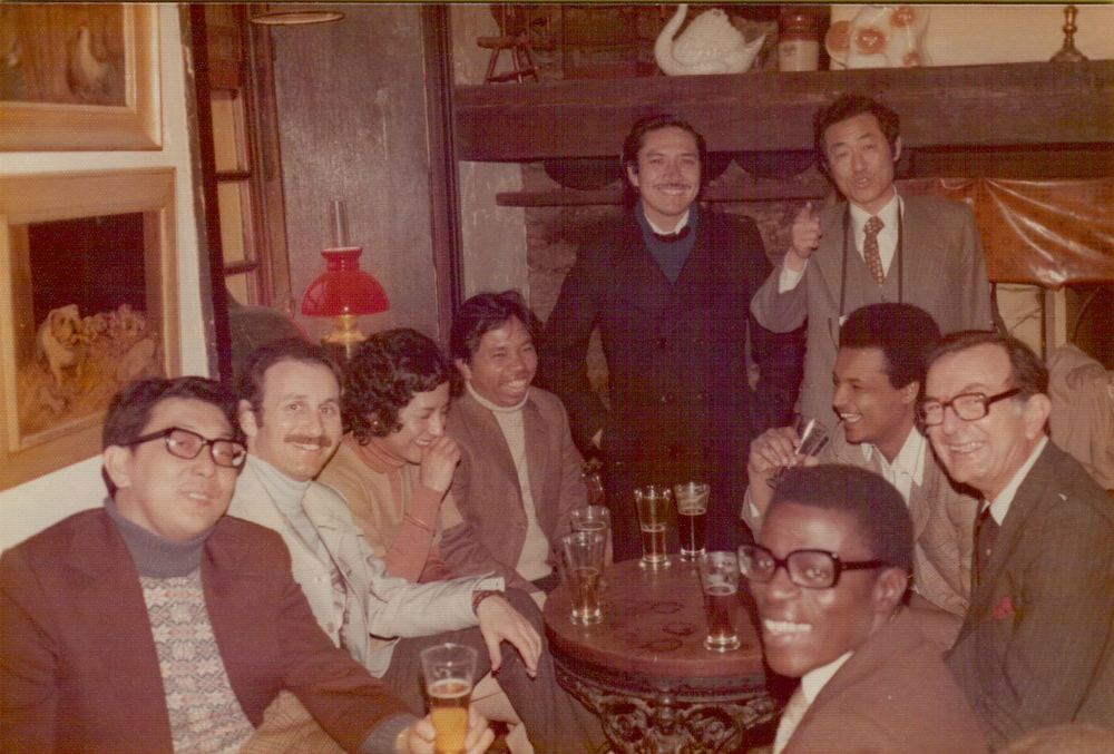 With fellow students abroad
